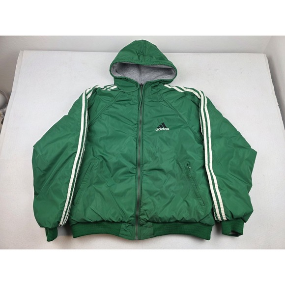 Vintage Adidas Reversible Hooded Full Zip Jacket Embroidered Logo Men‎ Size XL